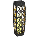 Lampă Solară de Grădină cu Iluminare LED, din Oțel și Ratan PE, 20x20x68 cm, Gri
