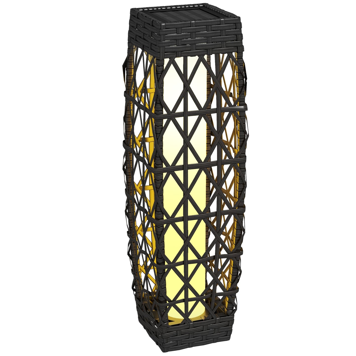 Lampă Solară de Grădină cu Iluminare LED, din Oțel și Ratan PE, 20x20x68 cm, Gri