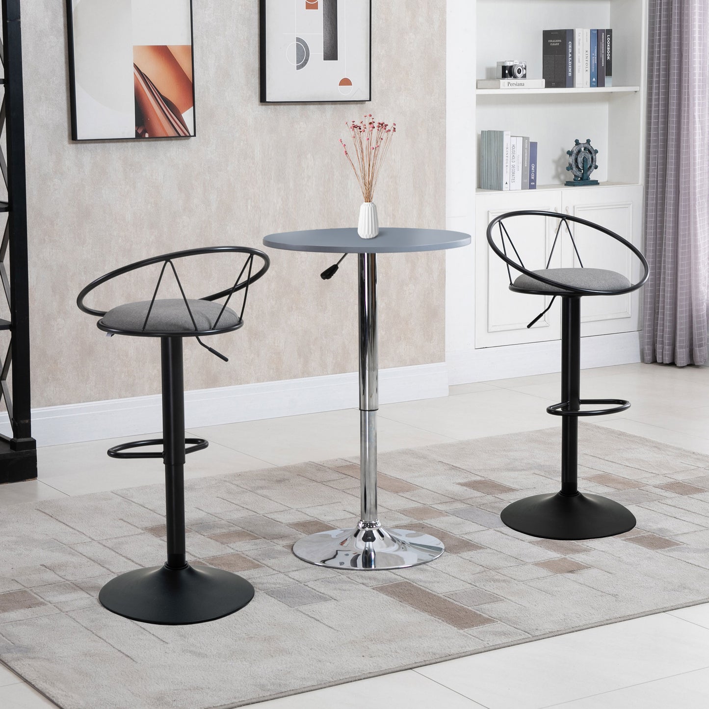 Set 2 Scaune de Bar – Pivotante, Maro, Reglabile 78–100 cm