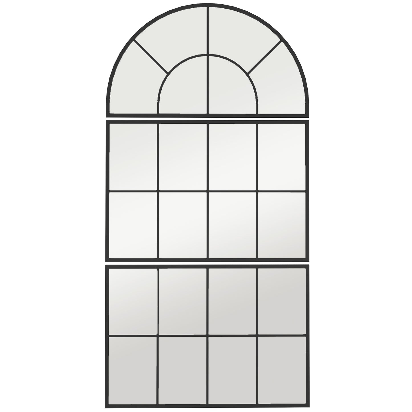 Oglindă de Perete cu Arcadă Stil Fereastră pentru Dormitor și Hol, 76x43 cm, Negru