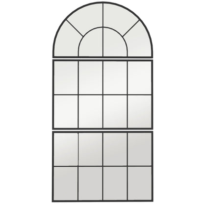 Oglindă de Perete cu Arcadă Stil Fereastră pentru Dormitor și Hol, 76x43 cm, Negru