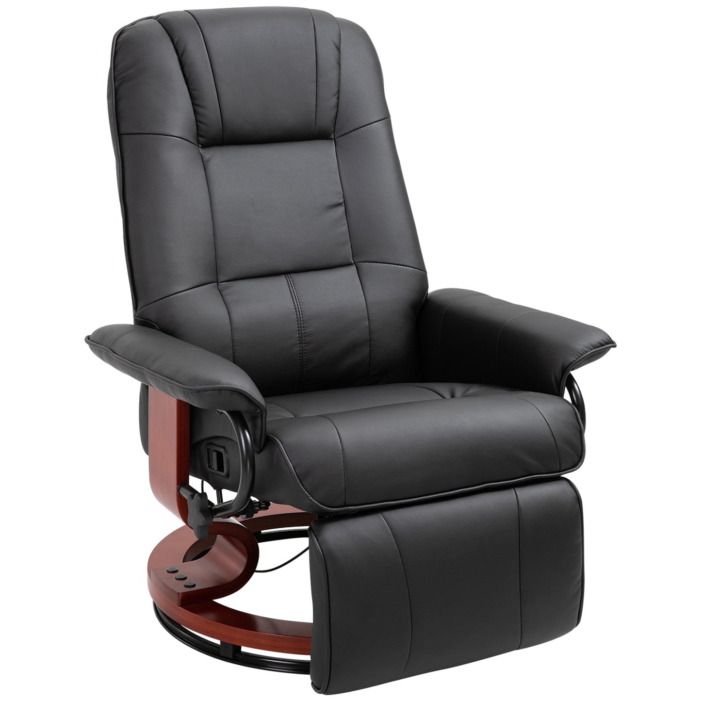 Fotoliu Relax Reclinabil Manual până la 145° cu Suport pentru Picioare și Acoperire din Piele Ecologică, Negru