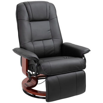 Fotoliu Relax Reclinabil Manual până la 145° cu Suport pentru Picioare și Acoperire din Piele Ecologică, Negru