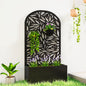 Jardinieră Elevată de Exterior, Jardinieră cu Suport Decorativ Arcuat cu Motive de Frunze pentru Plante Cățărătoare din Metal, Montare pe Perete sau Independentă, pentru Plante și Flori, 61x23x113 cm, Negru