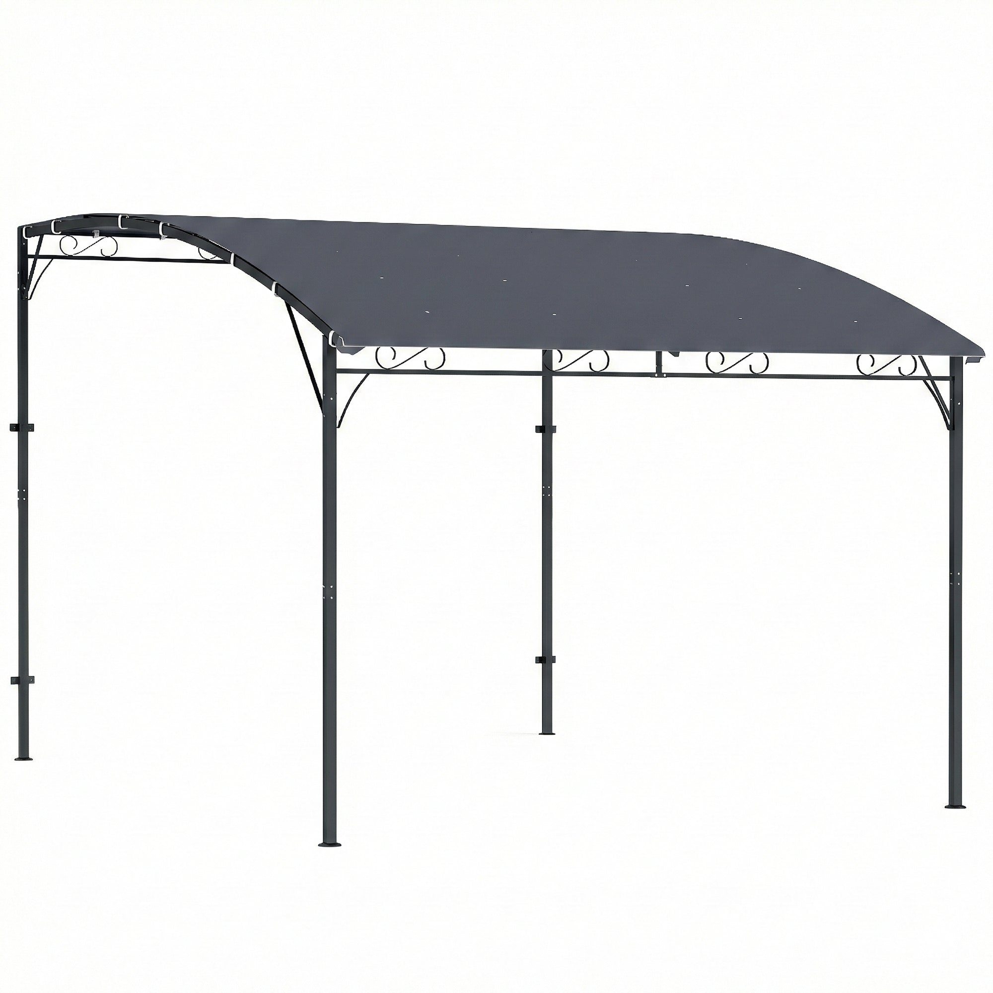 Pergolă Gazebo 3.8x2.8m cu 16 Găuri de Drenaj, Pergolă din Metal și Poliester 180g/m² cu Șuruburi, pentru Exterior, Grădină, Terasă și Patio, UV 30+, Gri