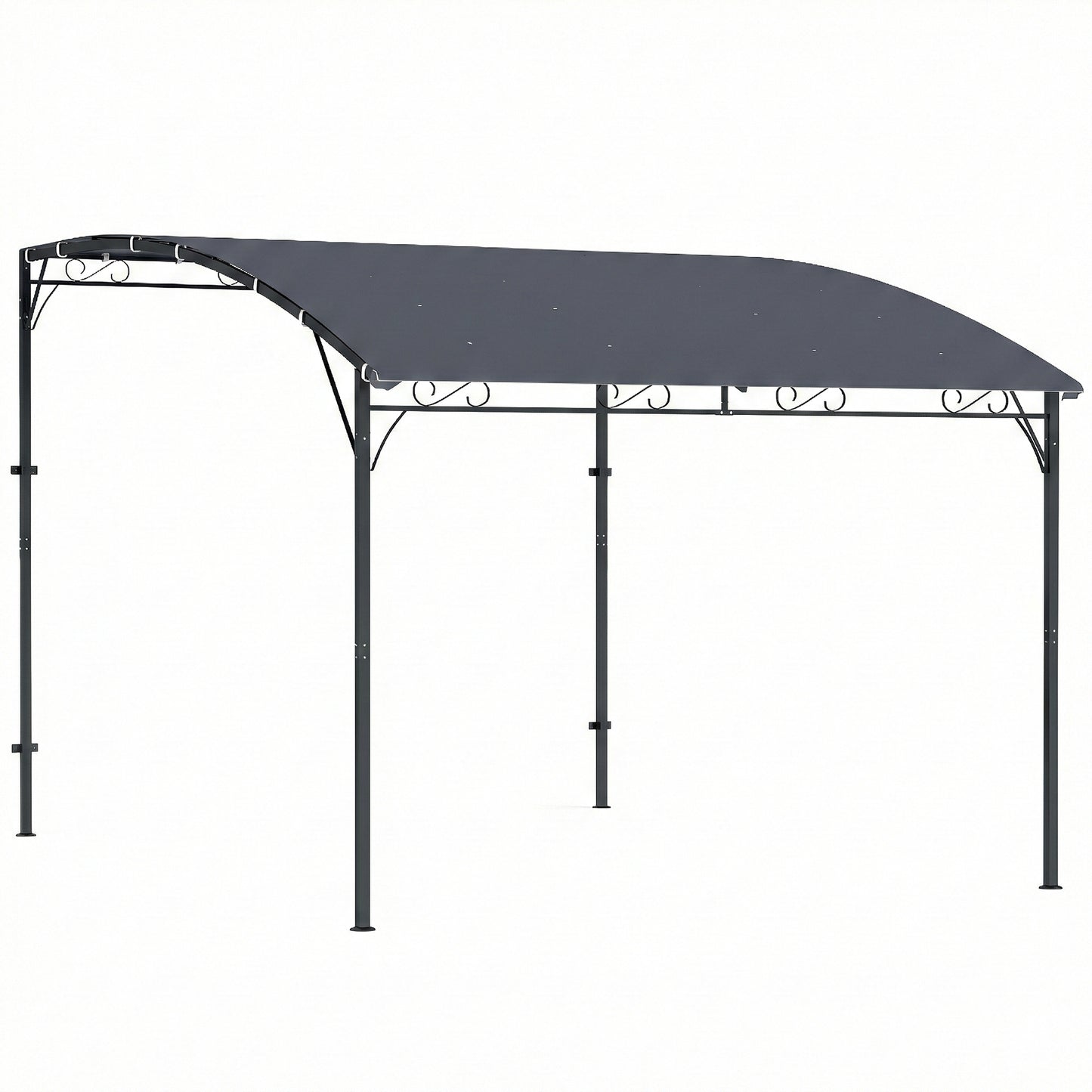Pergolă Gazebo 3.8x2.8m cu 16 Găuri de Drenaj, Pergolă din Metal și Poliester 180g/m² cu Șuruburi, pentru Exterior, Grădină, Terasă și Patio, UV 30+, Gri