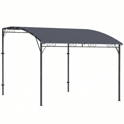 Pergolă Gazebo 3.8x2.8m cu 16 Găuri de Drenaj, Pergolă din Metal și Poliester 180g/m² cu Șuruburi, pentru Exterior, Grădină, Terasă și Patio, UV 30+, Gri