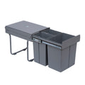 Cos Gunoi Ecologic 40L – 3 Compartimente Separate, Gri