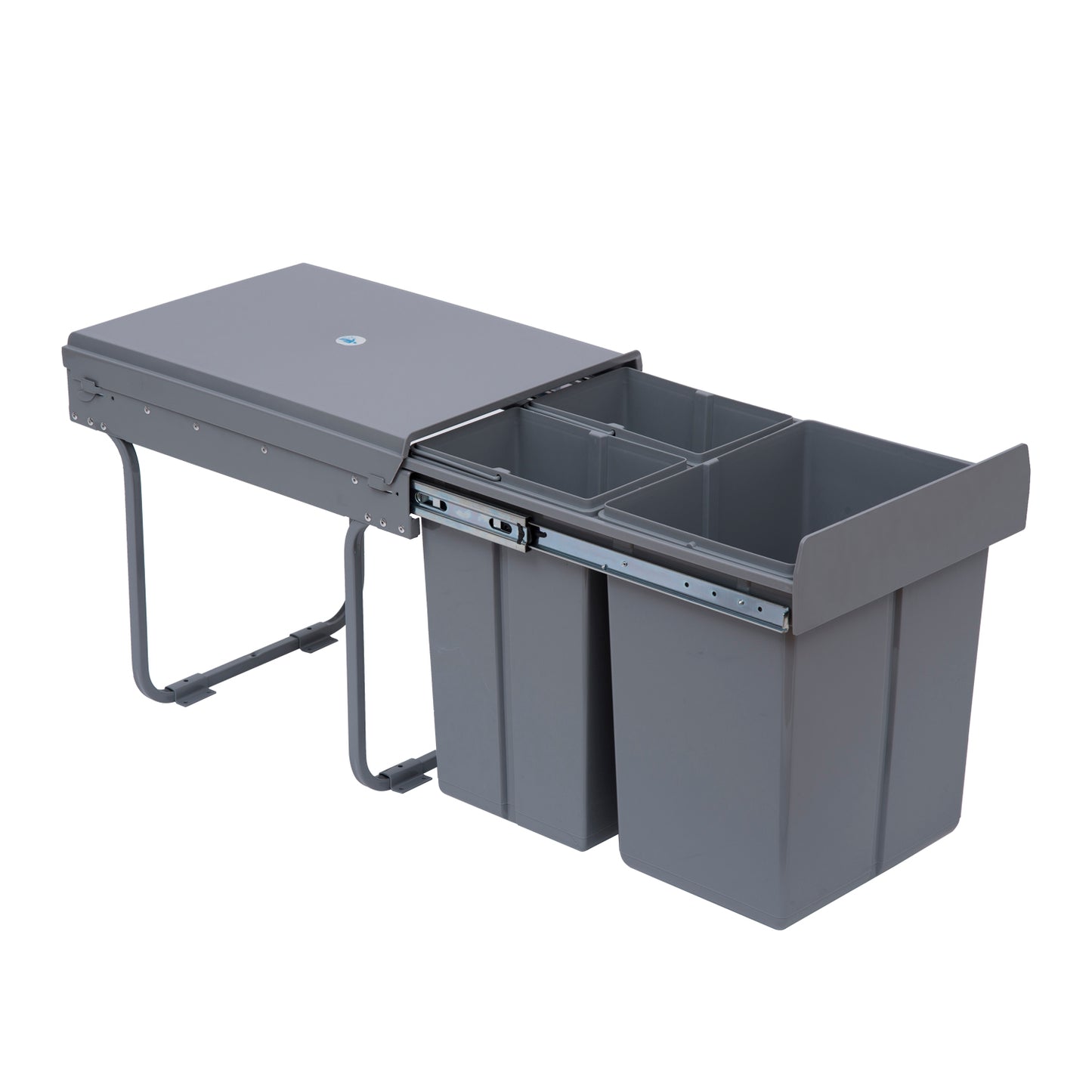 Cos Gunoi Ecologic 40L – 3 Compartimente Separate, Gri