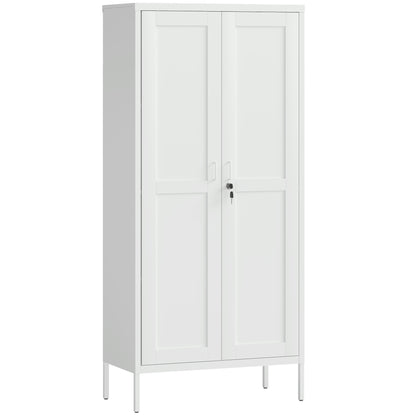 Dulap pentru Birou din Oțel cu 3 Rafturi Reglabile, cu Încuietoare și 2 Chei, 80x40x175 cm, Alb