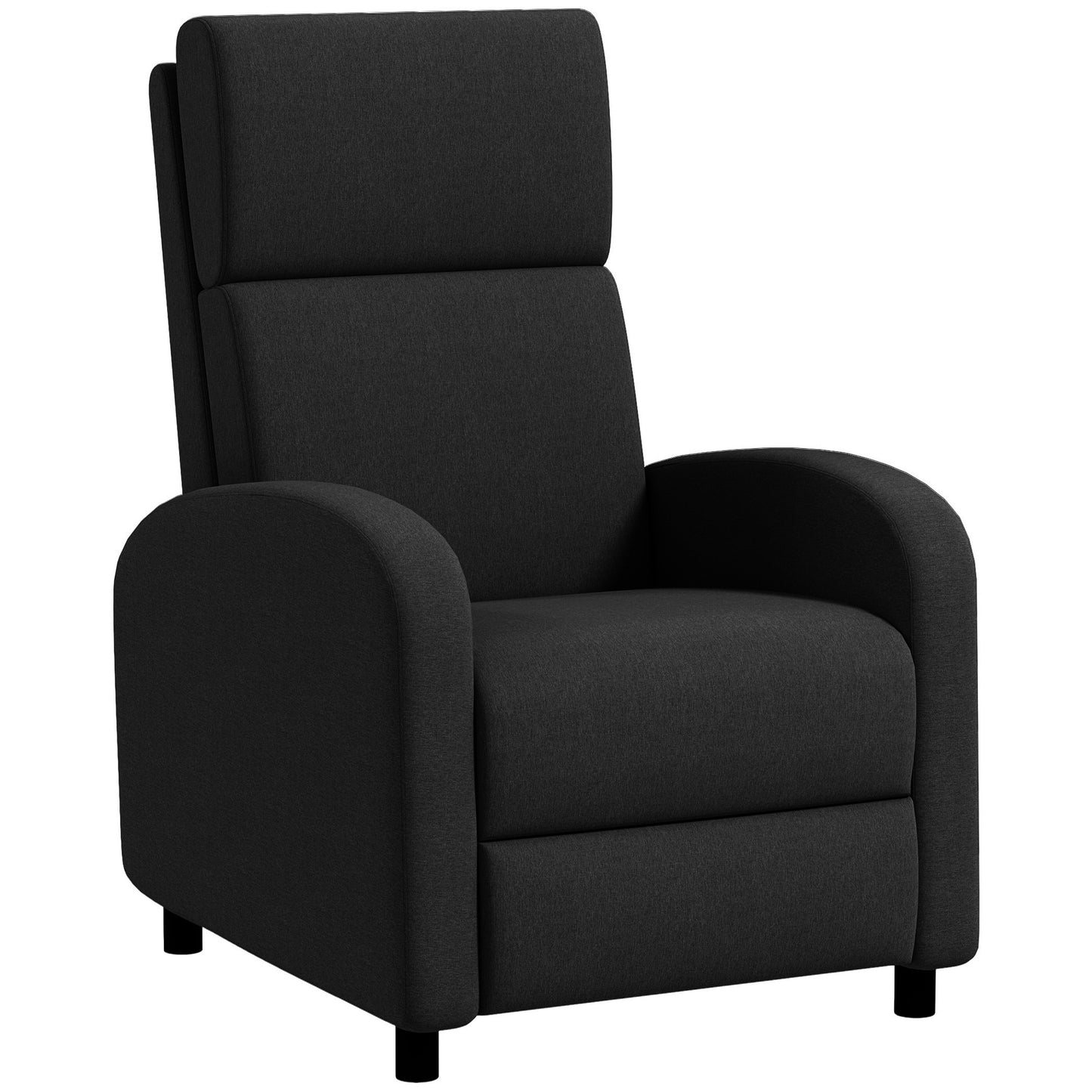 Fotoliu Relax Rabatabil Manual 160° cu Suport pentru Picioare, Fotoliu Ergonomic Tapițat cu Aspect de In pentru Dormitor, Birou, Living și Sufragerie, Negru