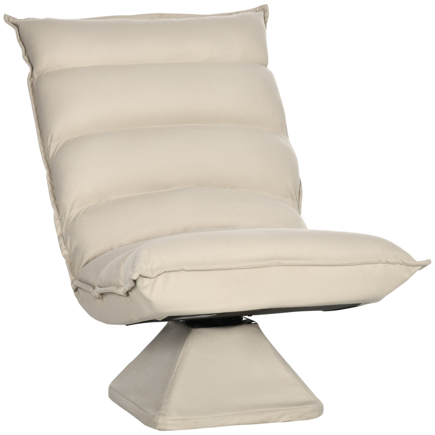 Fotoliu Relax din material capitonat cu pivotare la 360°, fotoliu rabatabil pe 3 nivele 62x62x95cm, bej