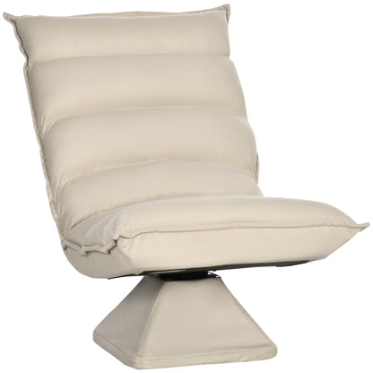Fotoliu Relax din material capitonat cu pivotare la 360°, fotoliu rabatabil pe 3 nivele 62x62x95cm, bej