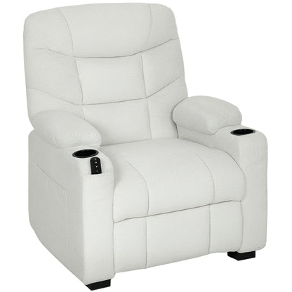 Fotoliu Relax Electric Reclinabil 150° cu Suport pentru Picioare, Funcție Memorie, Telecomandă, din Catifea, Crem