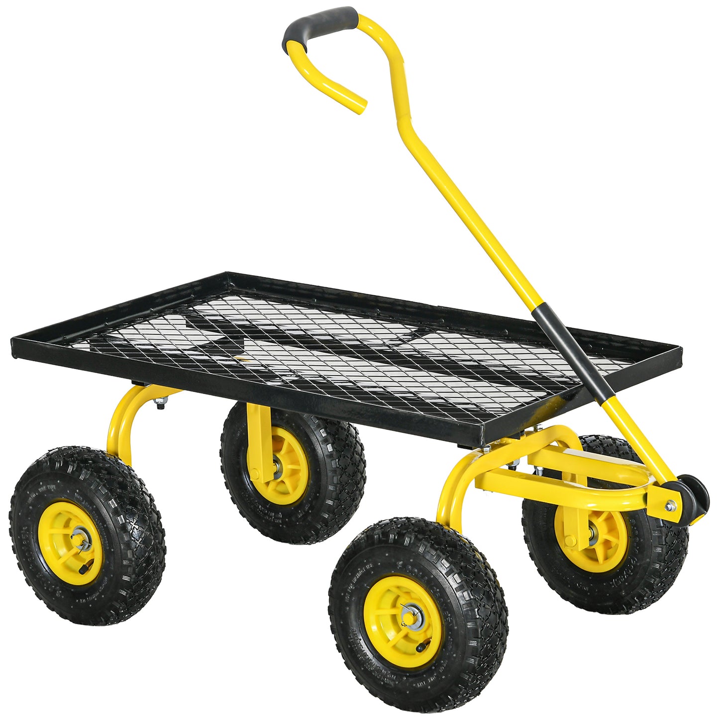 Roabă de Grădină cu Mâner și 4 Roți Mari, Capacitate 150 kg, 94x48,5x100 cm, Verde