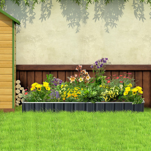 Strat de Cultivare Ridicat, Modular și Fără Fund din Oțel Zincat, 258x90x30 cm, Gri Închis