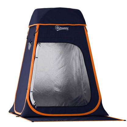 Cort de Duș Pop-Up Impermeabil cu Acoperiș Detașabil, din Poliester 190T și Oțel, 152x152x200 cm, Albastru Închis