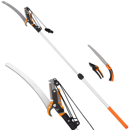 Fierăstrău Manual 2-în-1 cu Tijă Telescopică din Aluminiu de 2-3 m, Fierăstrău de Tăiere și Foarfecă cu Blocare de Siguranță