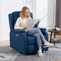 Fotoliu Electric Reclinabil cu Suport pentru Picioare, Material Textil cu Efect de In, 79x90x106 cm, Albastru