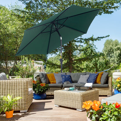 Umbrela de Gradina Reclinabila Plaja Aluminiu si Poliester Φ2.6×2.35m Verde Inchis