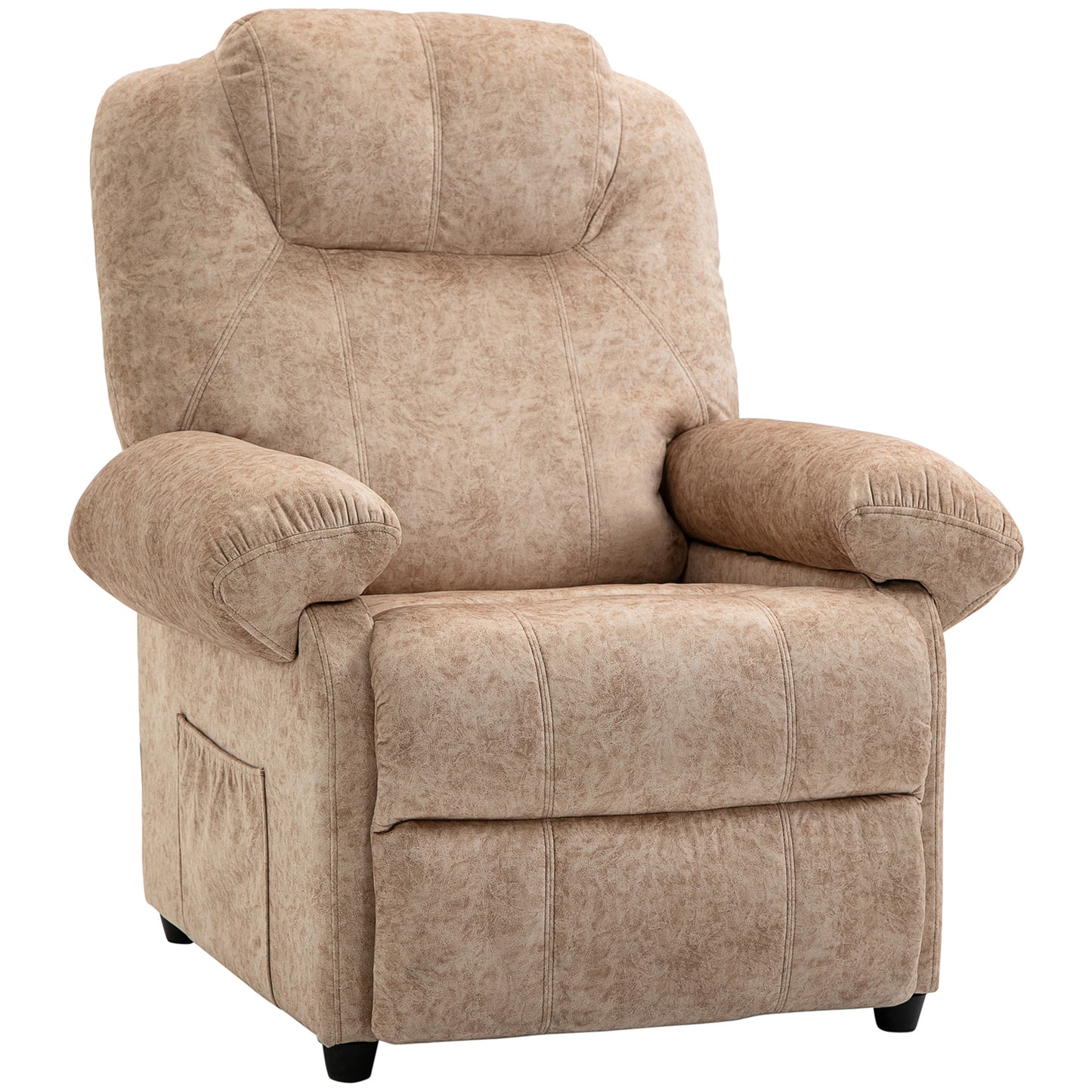 Fotoliu Relax Rabatabil Manual din Material Textil cu Suport pentru Picioare Extensibil și Buzunar Lateral, Bej