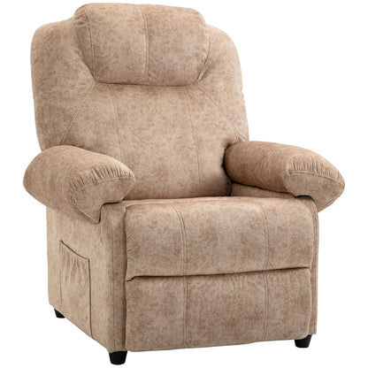 Fotoliu Relax Rabatabil Manual din Material Textil cu Suport pentru Picioare Extensibil și Buzunar Lateral, Bej