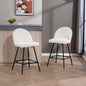 Set 2 Scaune de Bar cu Spatar din Catifea si Suport pentru Picioare, 48.5x56x92 cm, Alb Crem