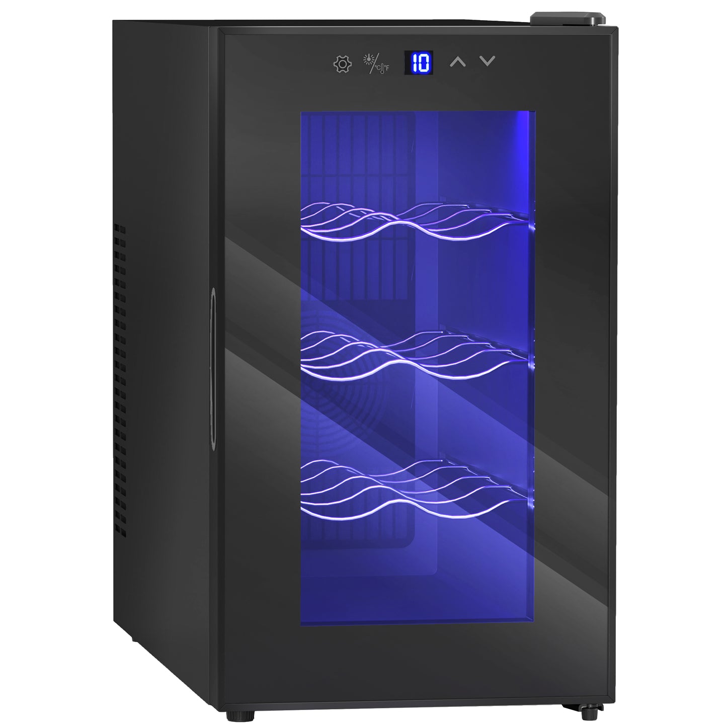 Cantineta Frigorifică pentru 8 Sticle de Vin, Capacitate 21L, Display Touch și Rafturi Reglabile, Negru