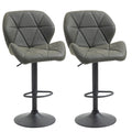 set 2 scaune bar, inaltime reglabila, piele ecologica gri