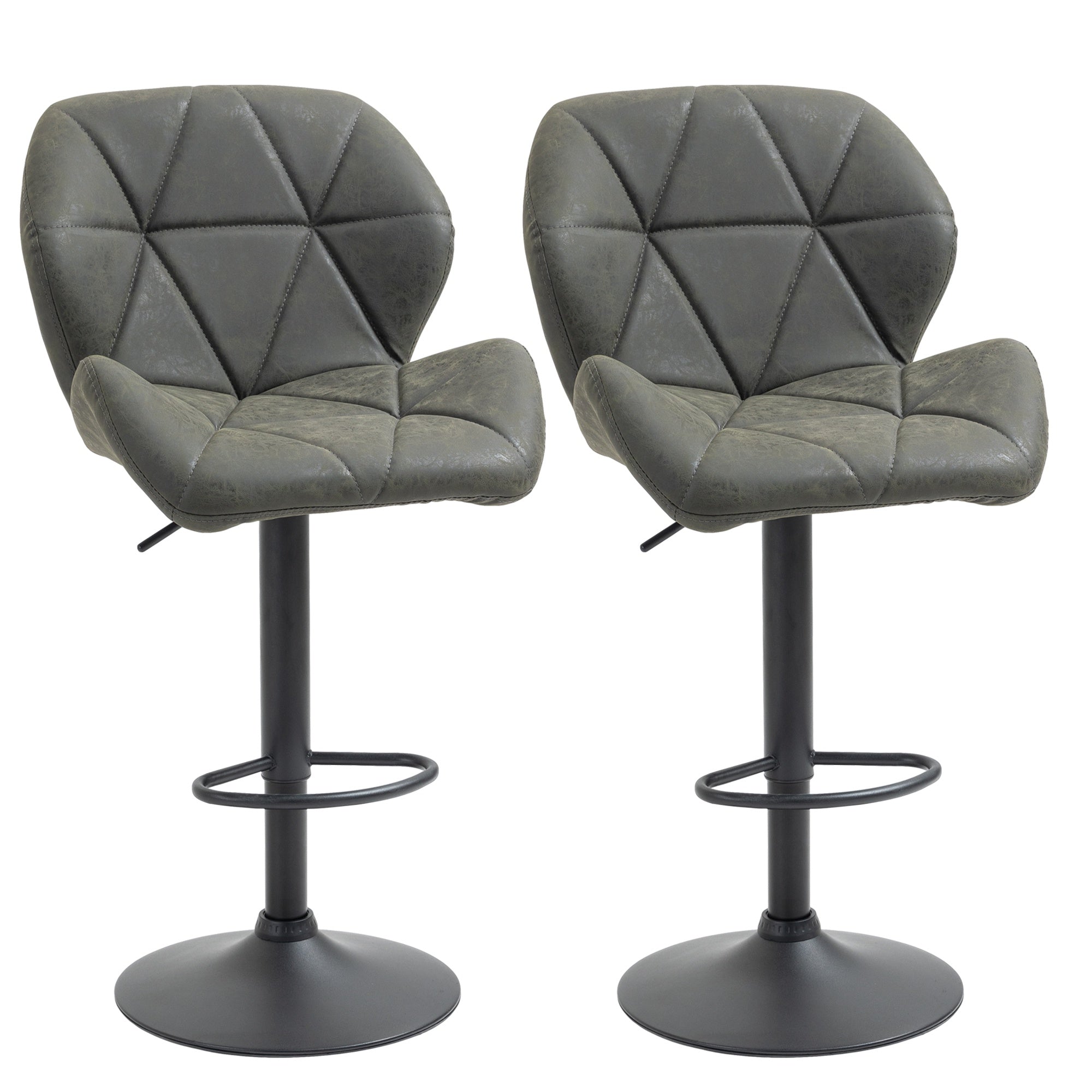 set 2 scaune bar, inaltime reglabila, piele ecologica gri