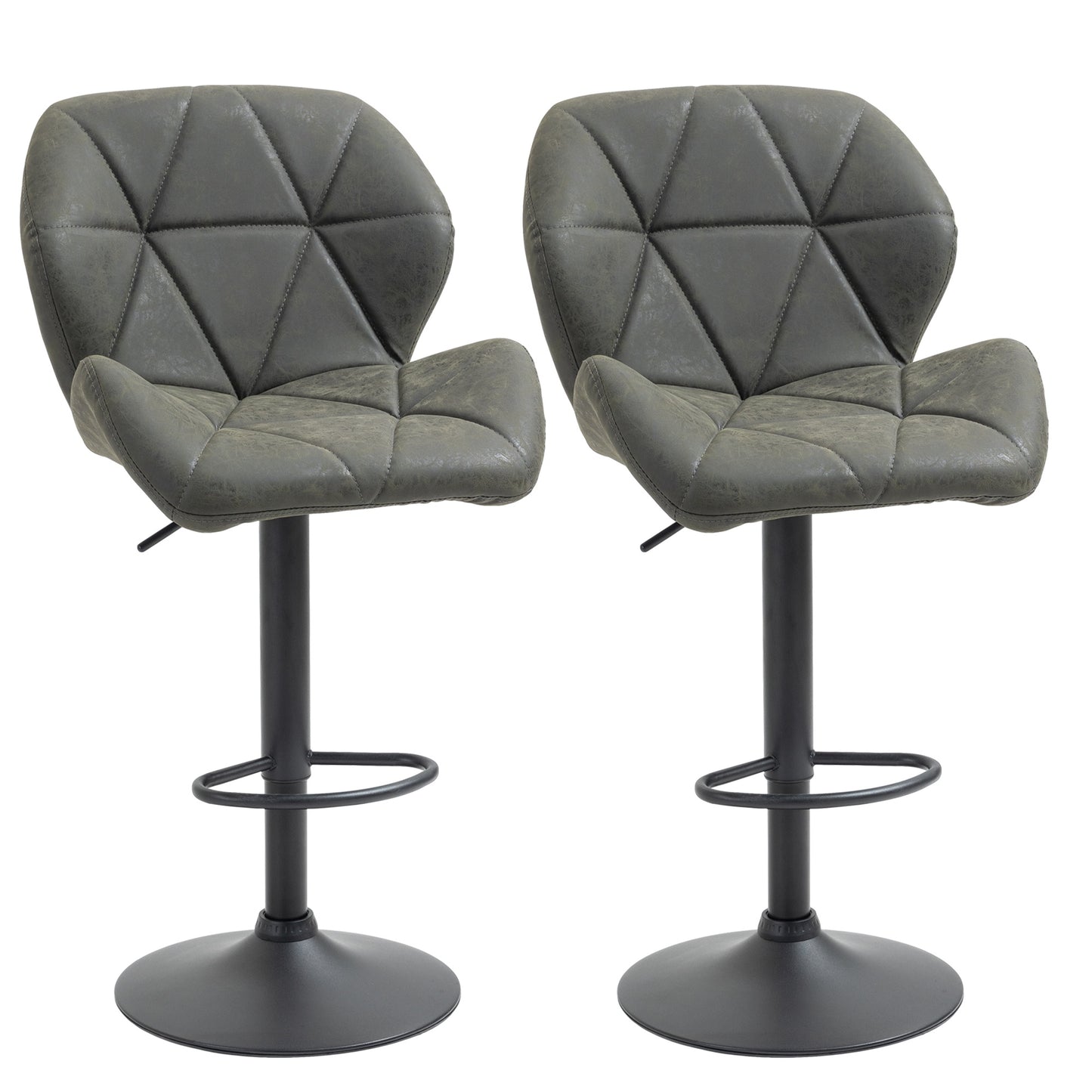 set 2 scaune bar, inaltime reglabila, piele ecologica gri