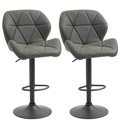 set 2 scaune bar, inaltime reglabila, piele ecologica gri