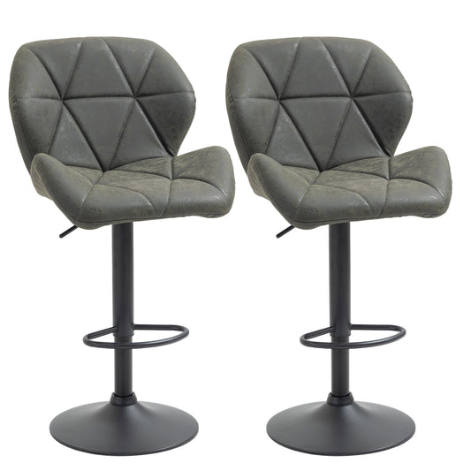 set 2 scaune bar, inaltime reglabila, piele ecologica gri