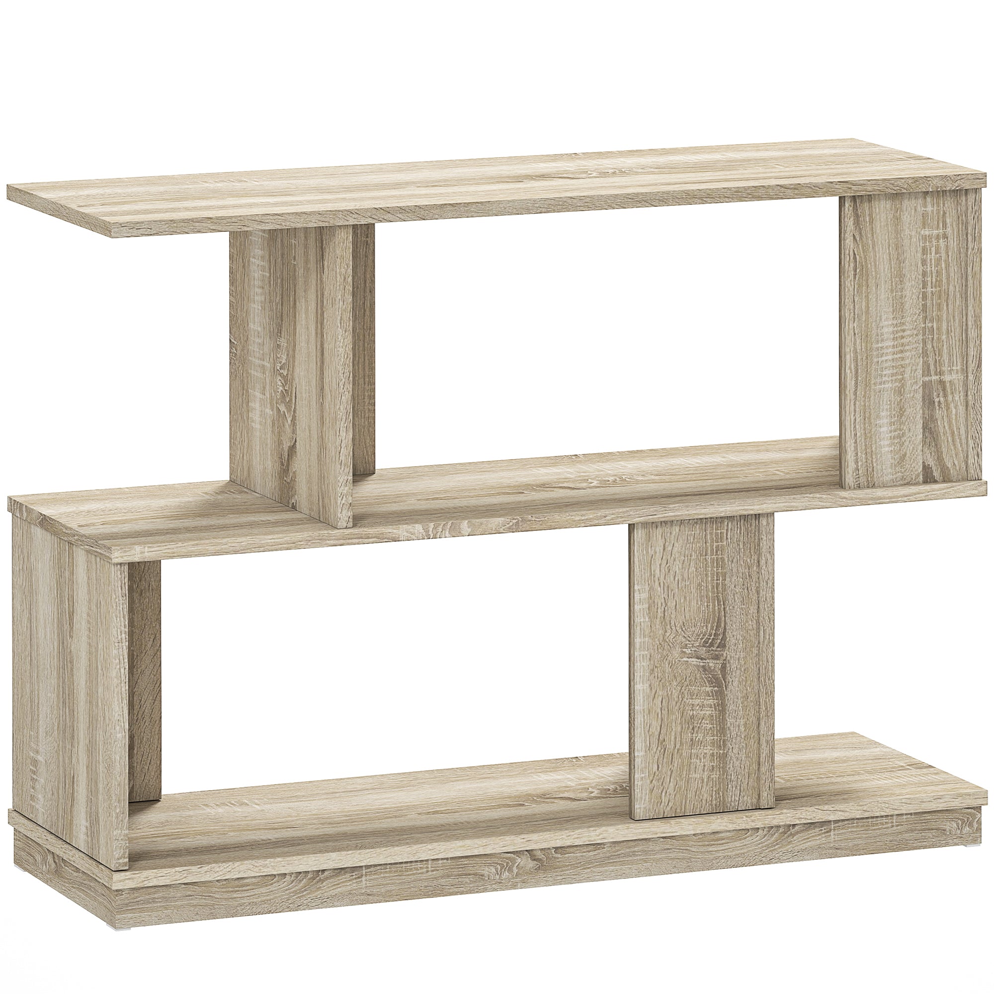 Măsuță de cafea modernă în formă de S cu 4 rafturi 90x30x61 cm Lemn