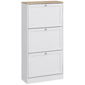 Dulap pentru încălțăminte cu 3 sertare și rafturi reglabile pe 2 niveluri, din lemn, 60x23.5x115 cm, alb