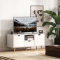 Mobilier TV de 50" cu Sertar, Raft Deschis și 2 Dulapuri, Mobilier TV cu 5 Picioare din Lemn, 110x40x50 cm, Alb