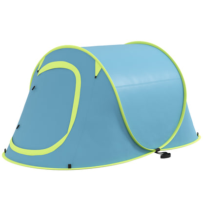 Cort Camping Impermeabil, Cort Pop-Up cu Accesorii și Geantă de Transport, 245x148x105 cm, Albastru