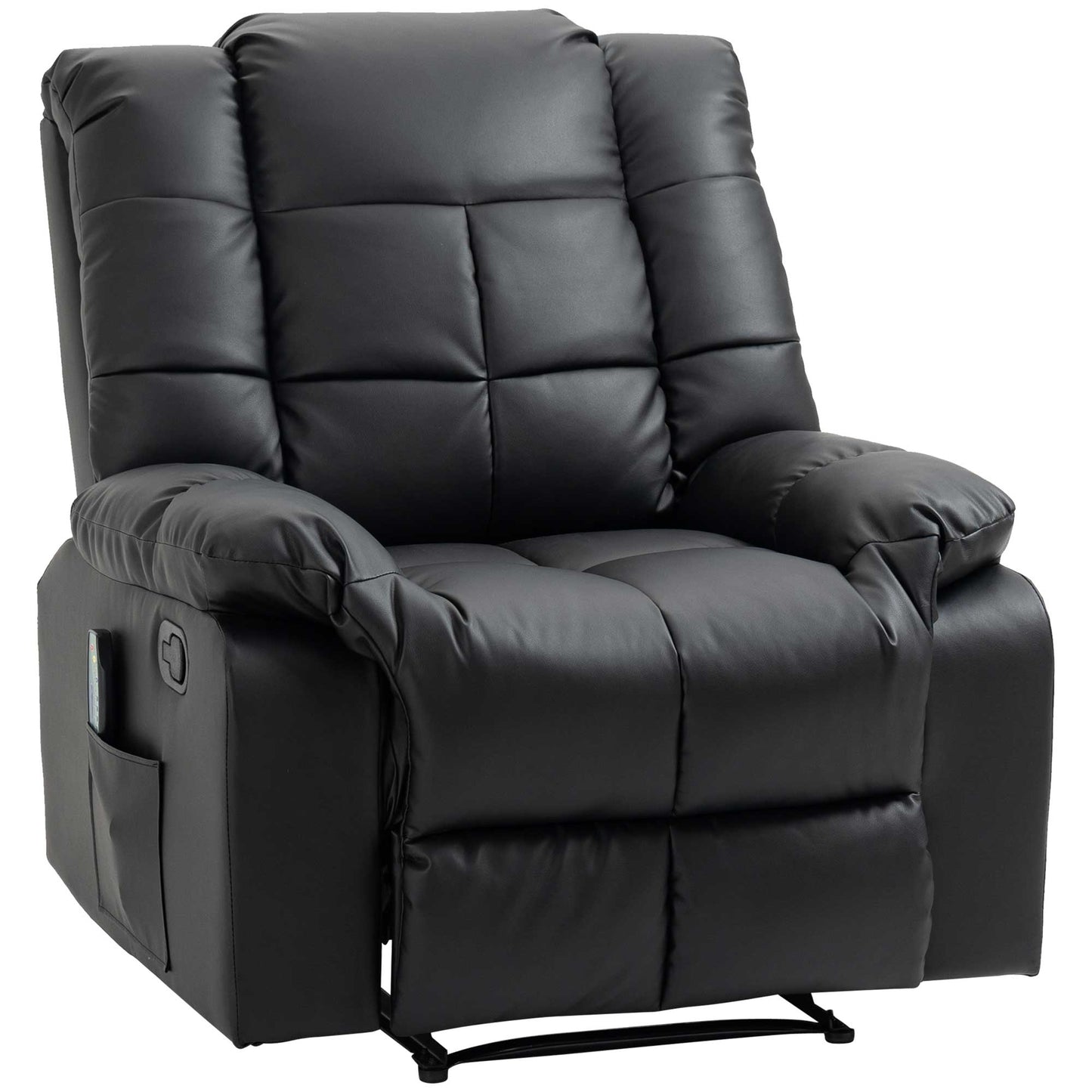 Fotoliu Relax cu 8 Puncte de Masaj și Reclinare la 165° din Piele Ecologică, Negru