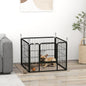 Gard pentru Câini Pliabil din Metal, pentru Interior și Exterior cu Ușă și Țăruși, 82x82x60cm Gri