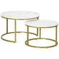 Set 2 Mese Rotunde – Masute Cafea Stivuibile, Alb