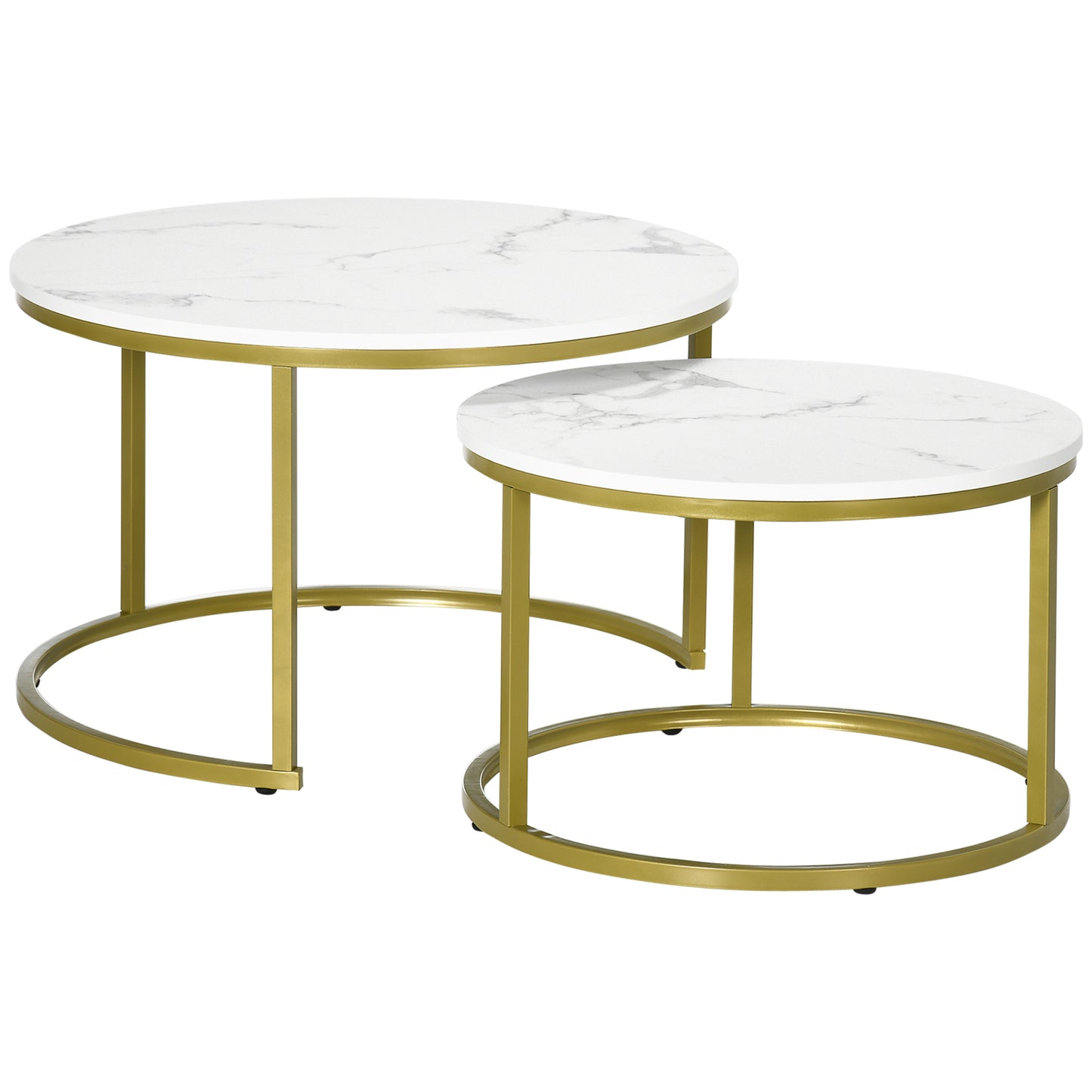 Set 2 Mese Rotunde – Masute Cafea Stivuibile, Alb