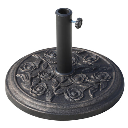 Suport de Grădină pentru Umbrelă 9kg, Bază din Rășină Rezistentă cu Efect Bronz Antic, Ø45.5x31.5 cm, Negru