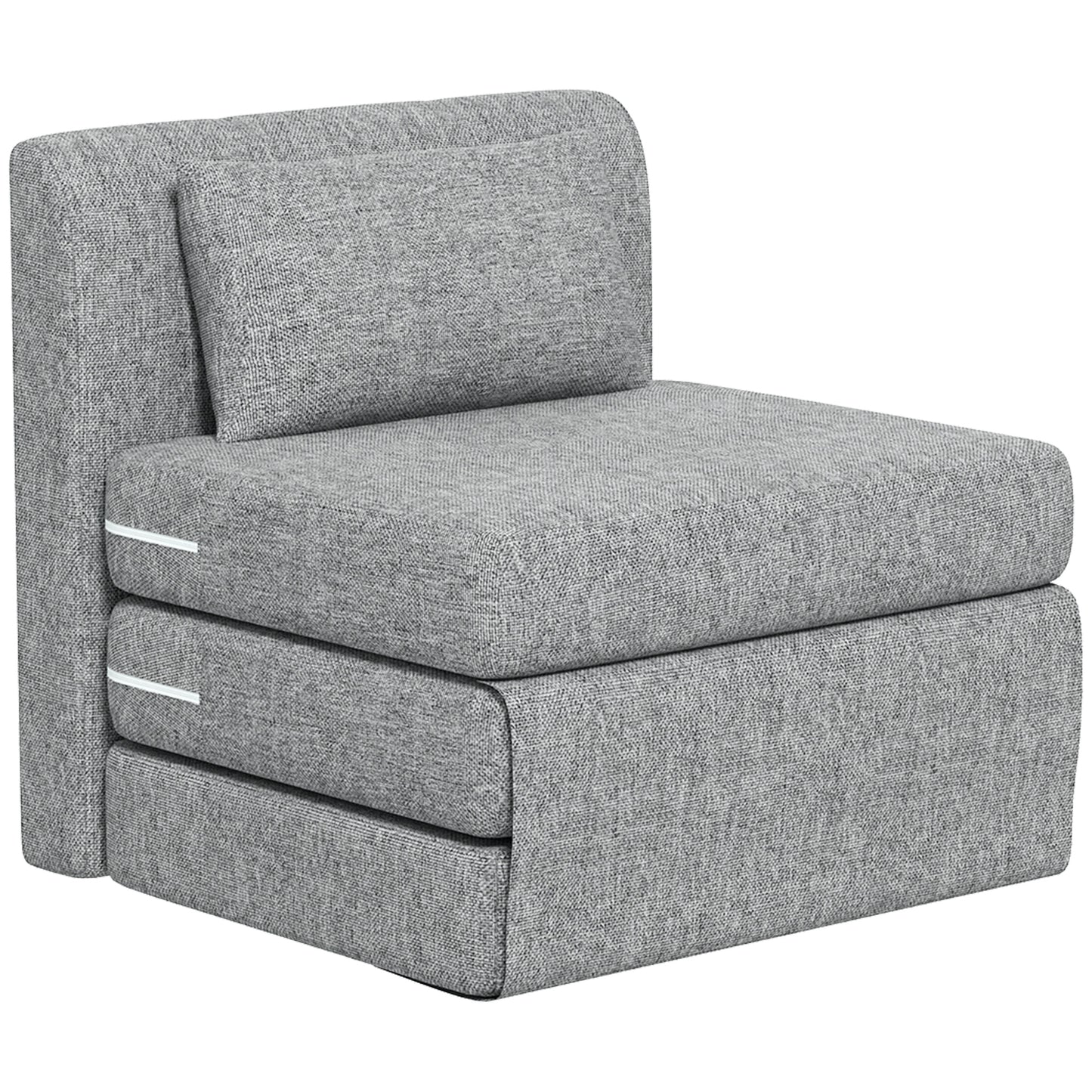 Fotoliu Pat Pliabil de Podea cu 3 Secțiuni Economisitor de Spațiu, din Material Textil, 80x75x74 cm, Gri