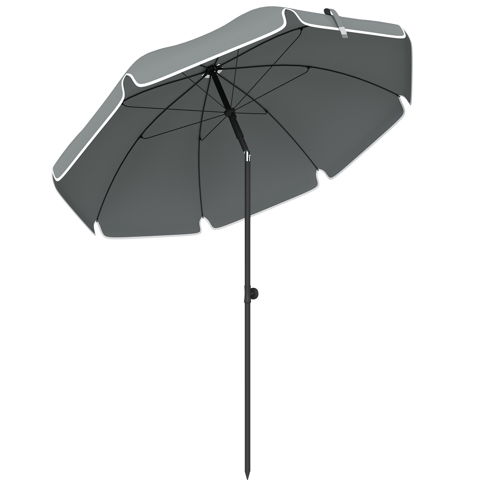 Umbrelă de Plajă Reglabilă cu Ancoră pentru Nisip și Geantă de Transport, Ø150x185 cm, Gri Închis