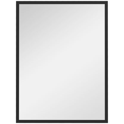 Oglindă de Perete Dreptunghiulară cu Agățători, din Sticlă și MDF, 60x80 cm, Neagră