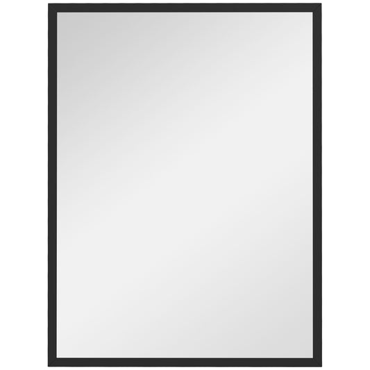 Oglindă de Perete Dreptunghiulară cu Agățători, din Sticlă și MDF, 60x80 cm, Neagră