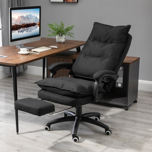 Scaun de Birou cu Înălțime Reglabilă, 6 Puncte de Masaj, din Material cu Textură de In, 70x62x120-130 cm, Negru