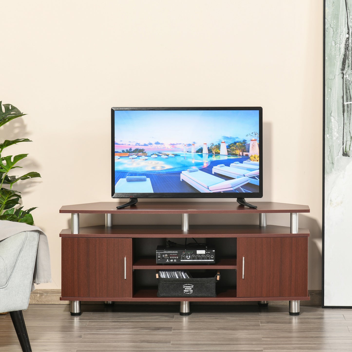 mobilier pentru TV, 2 rafturi, 120x39.5x52cm, maro
