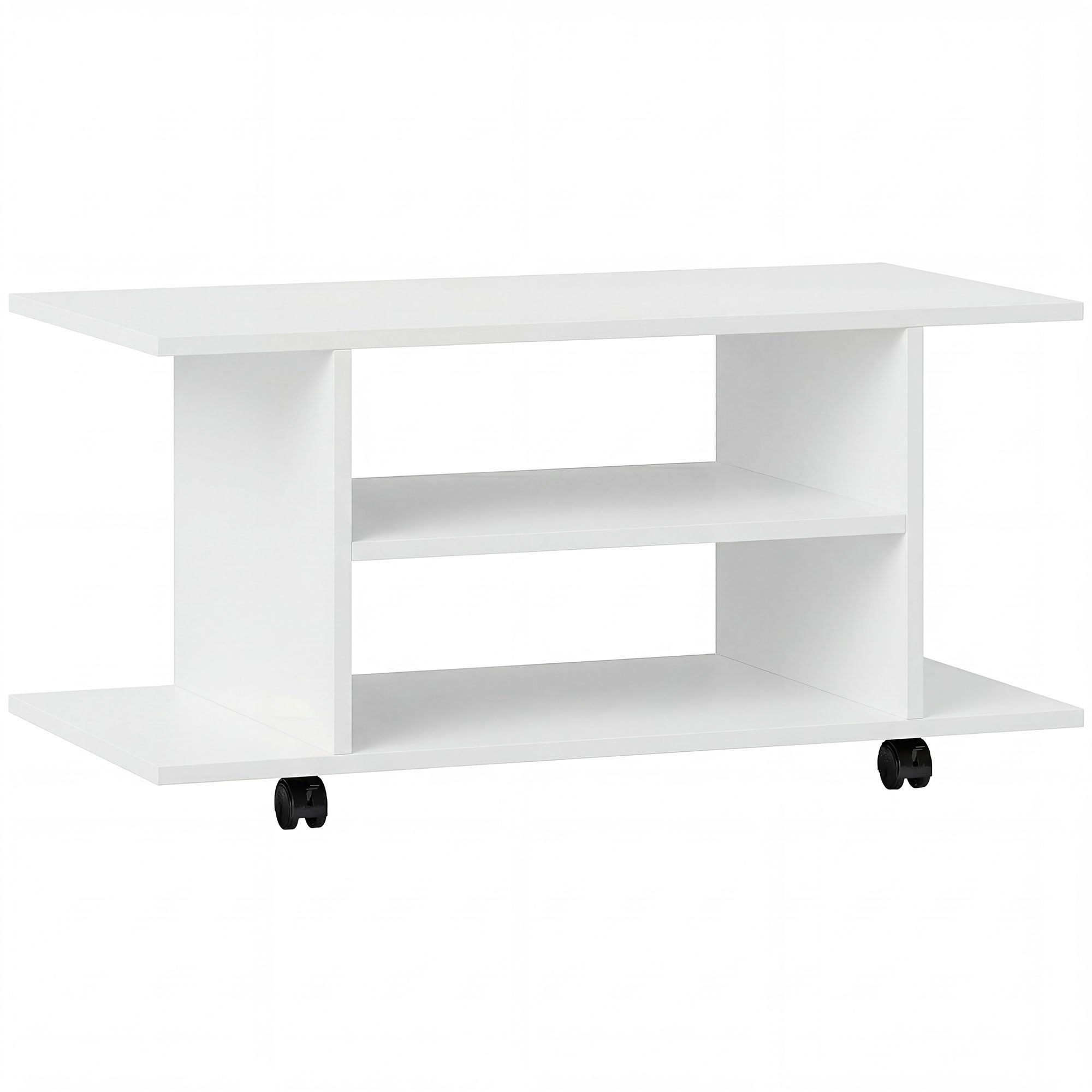 Mobilier unghiular cu roți și rafturi, până la 42", alb