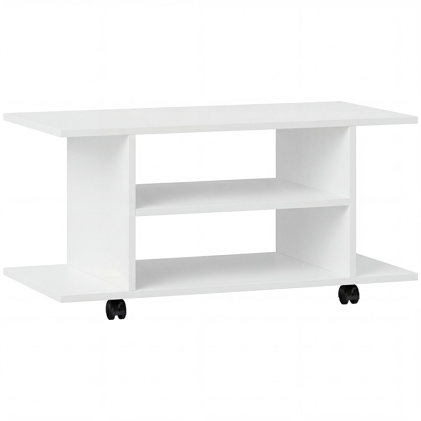 Mobilier unghiular cu roți și rafturi, până la 42", alb